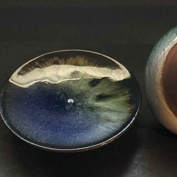 Vintage Ceramic Oil or Perfume Bottle with Saucer Made in France - Picture 5 of 11